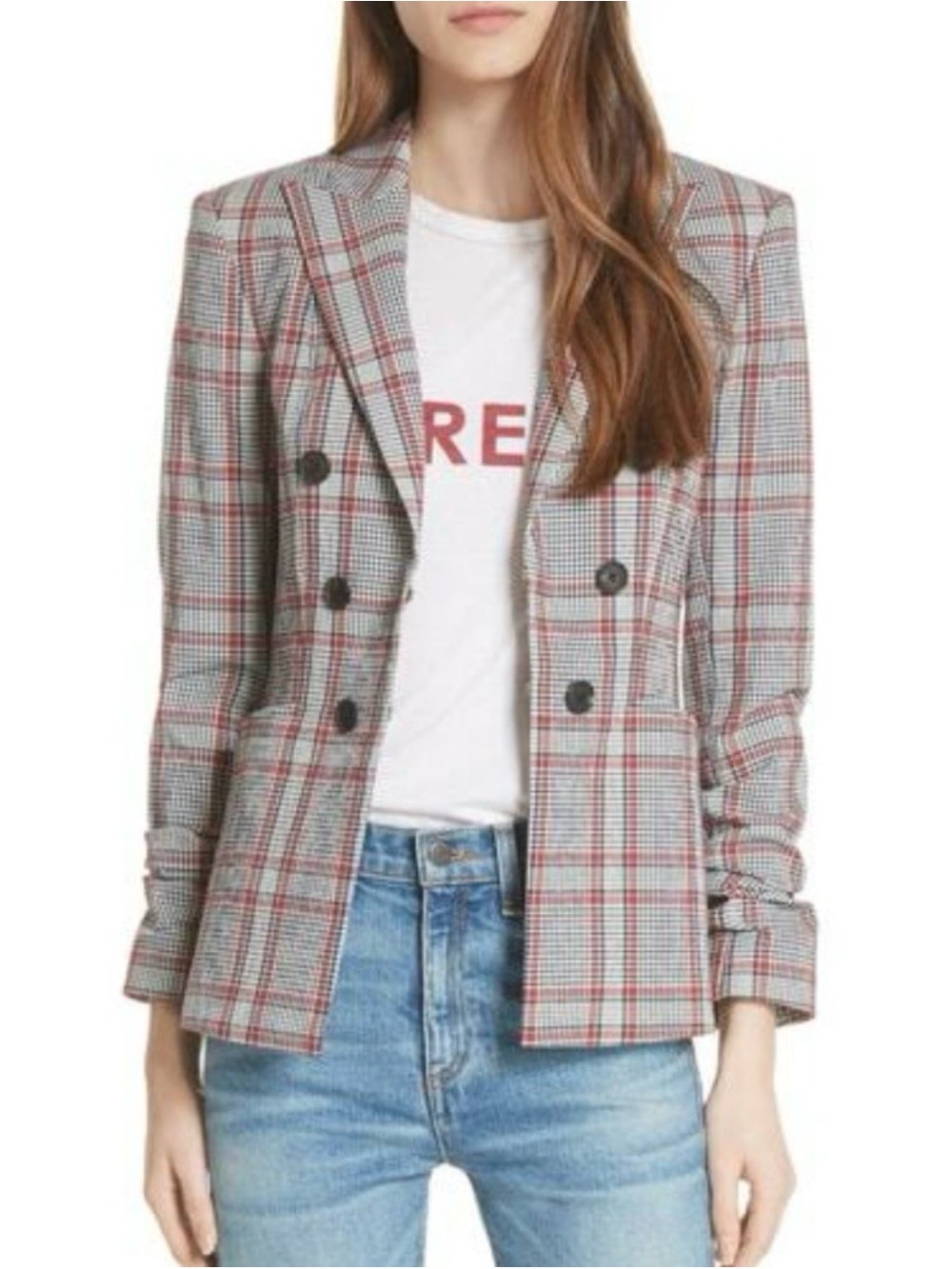 Veronica Beard Caldwell Dickey Plaid Double Breasted Blazer 14